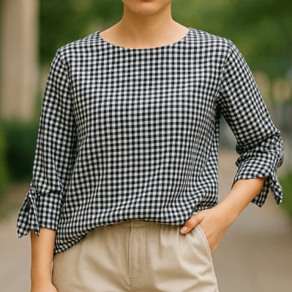 Chic Gingham Women's Blouse